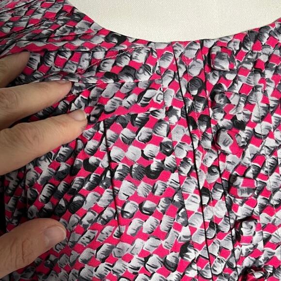 Walter Shirt Size 4 Pink Black Gray Silk Short Sleeve Pleated Corpcore Classic - Picture 5 of 16